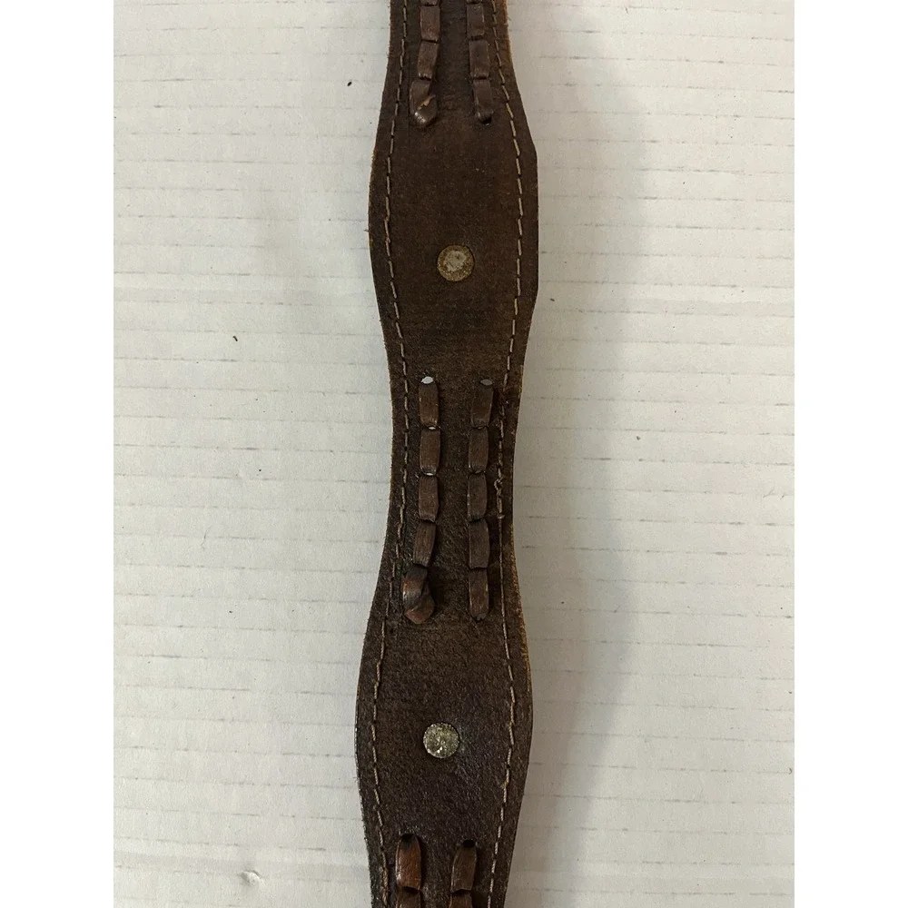 Unbranded Leather‎ Belt Mens 32 Brown Vintage Western Concho Braided Scalloped